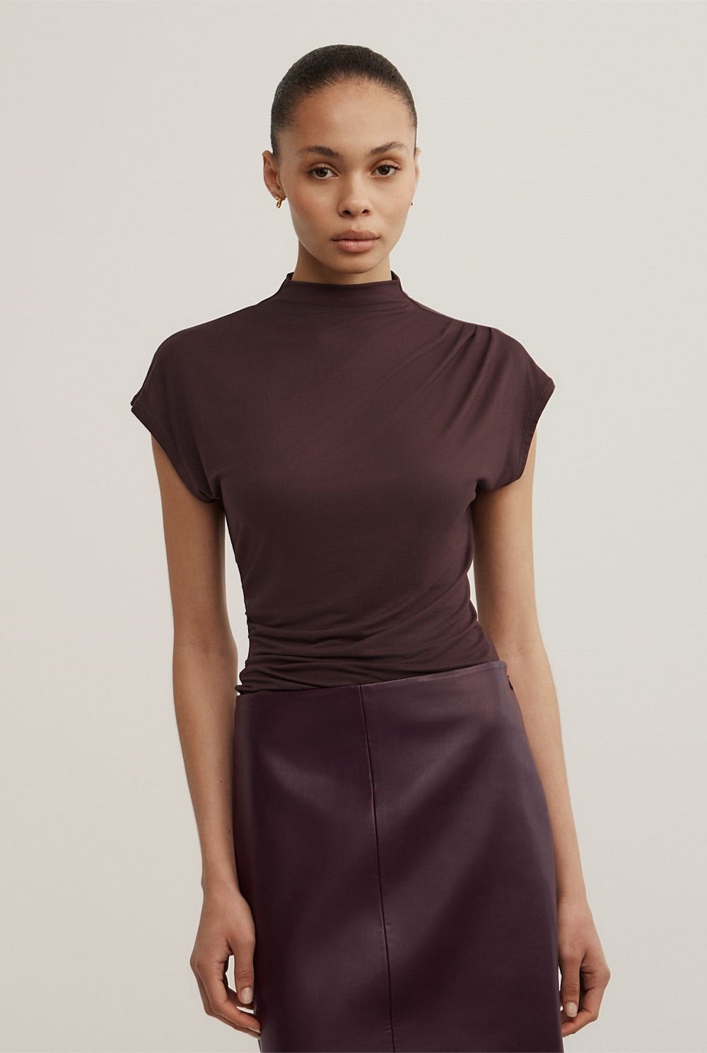 Draped High Neck Top