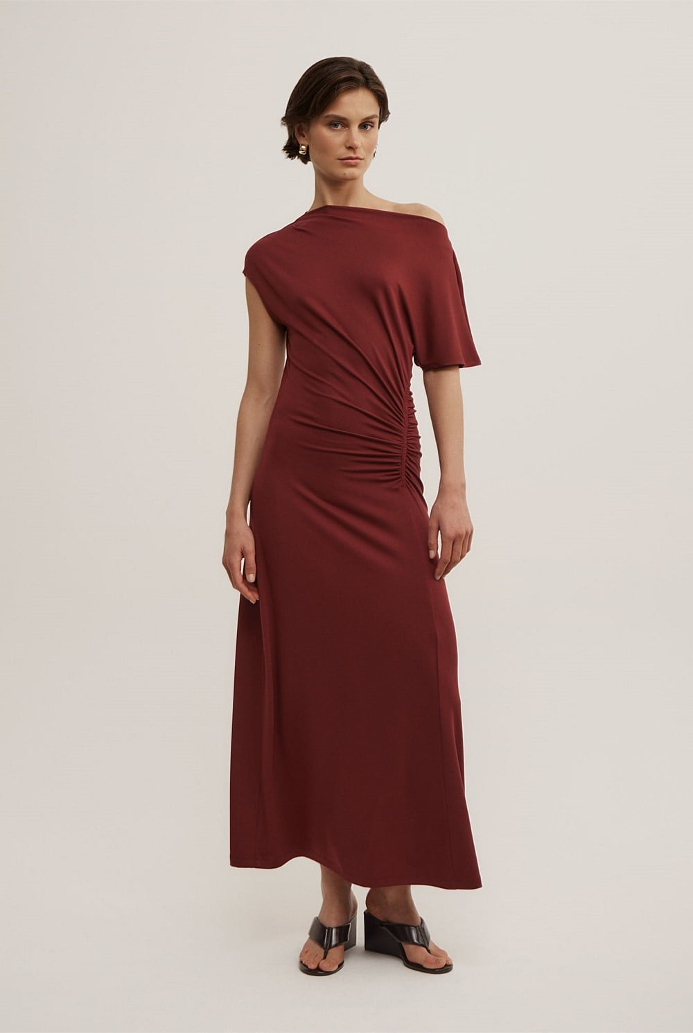 Drape Asymmetric Jersey Dress