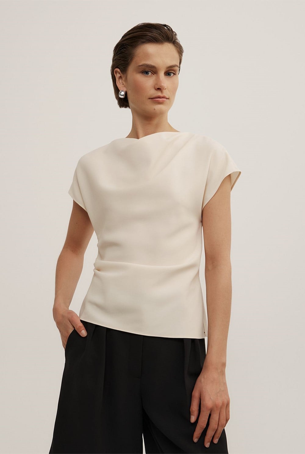 Cowl Neck Crepe Top