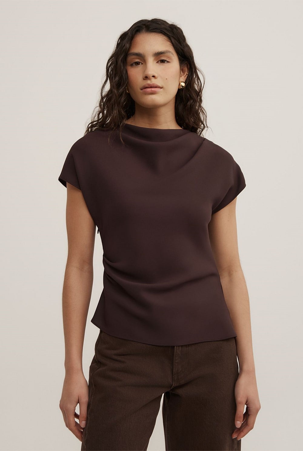 Cowl Neck Crepe Top