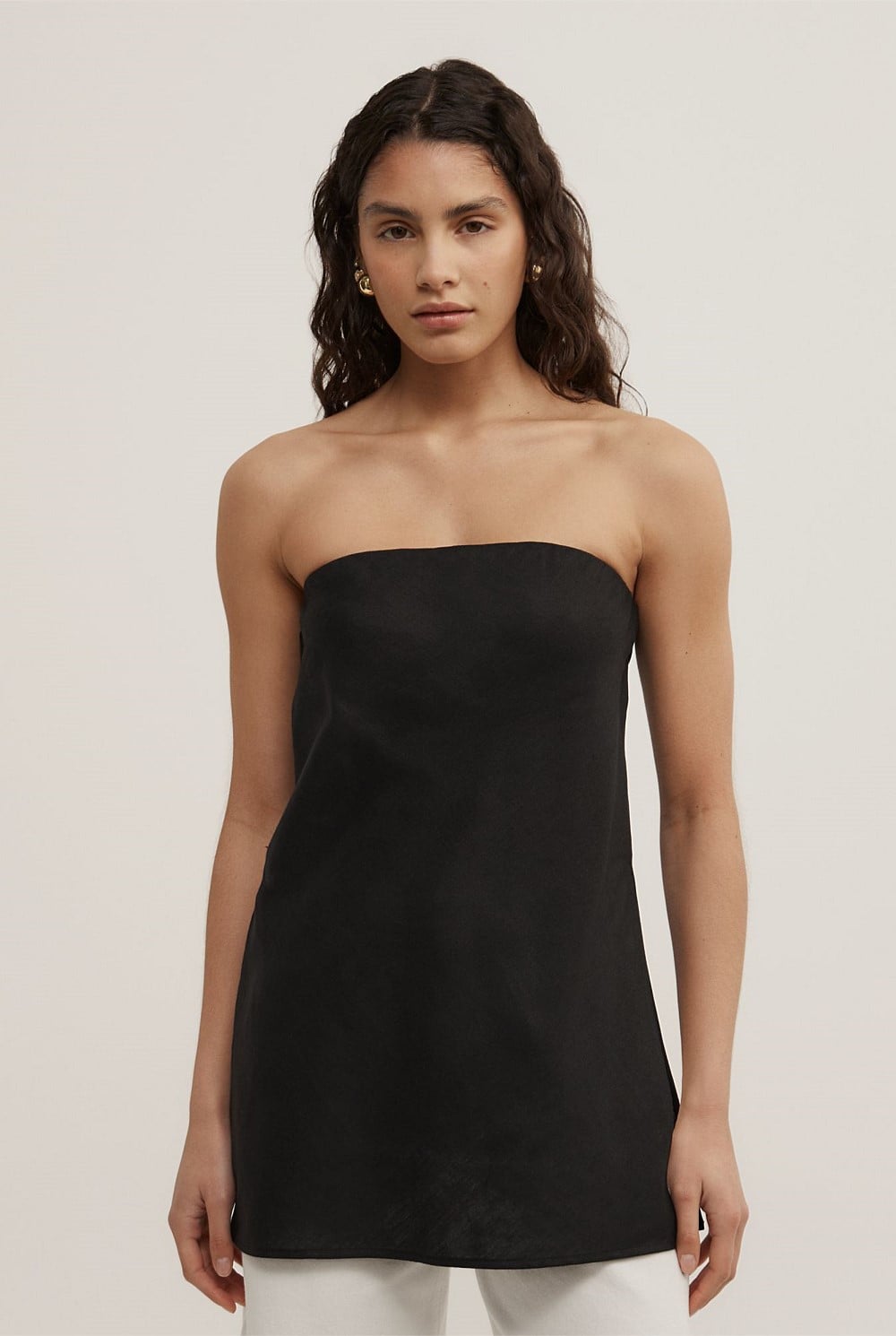 Linen Strapless Top