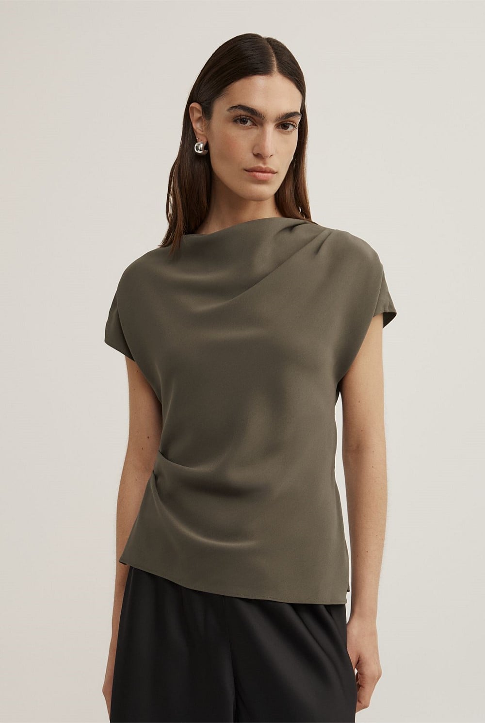 Cowl Neck Crepe Top