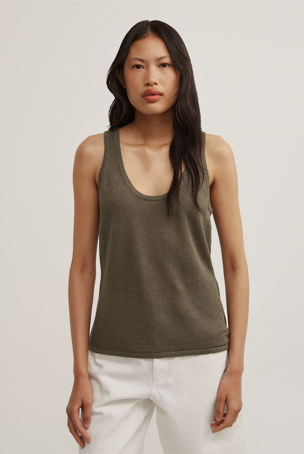 Linen Scoop Knit Tank