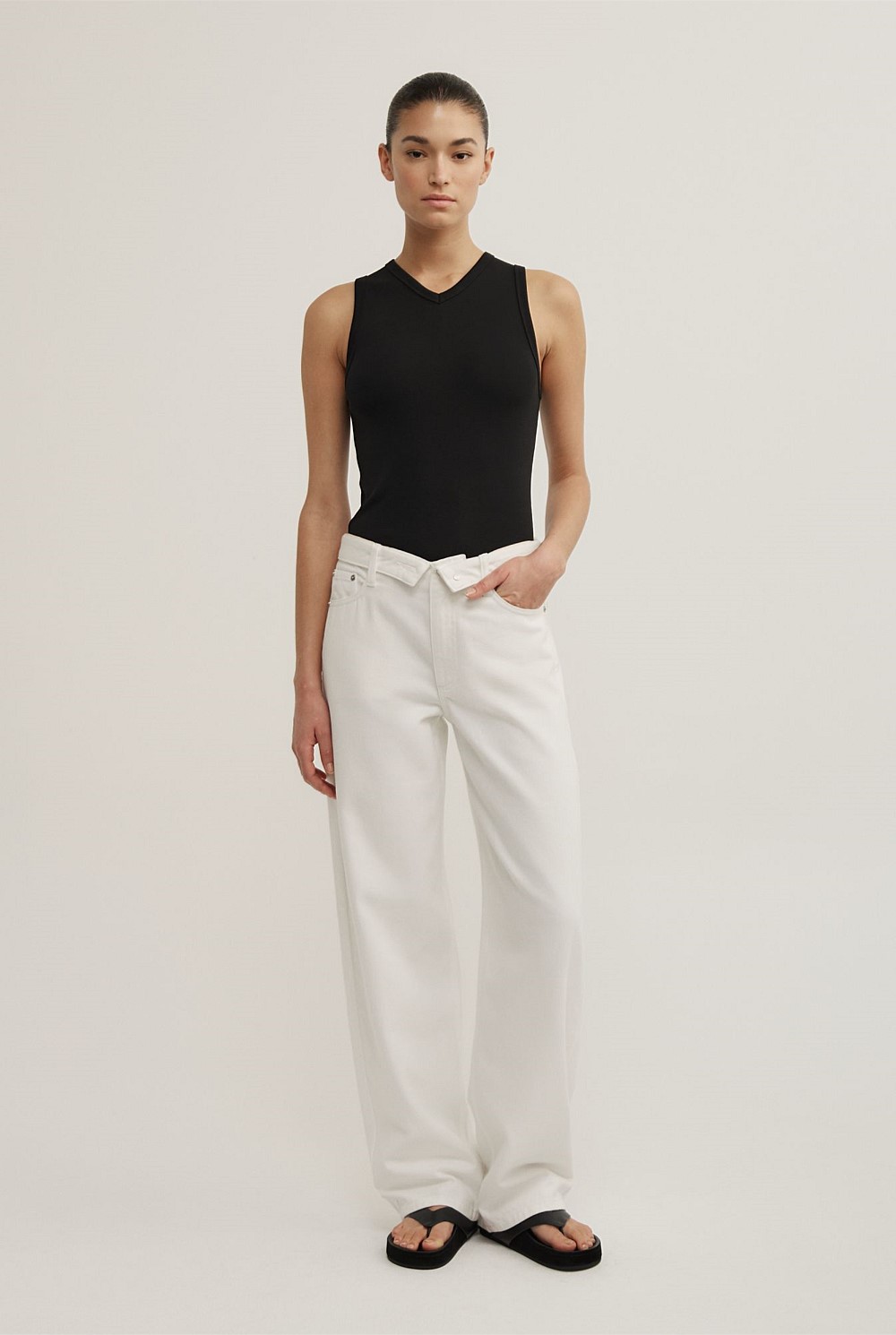Fold Waist Slouch Jeans
