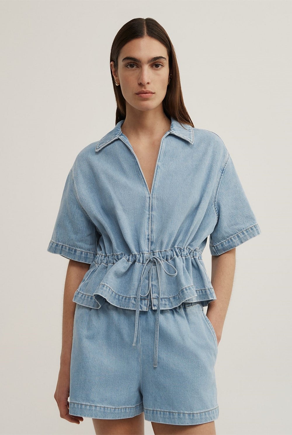 Bow Denim Shirt