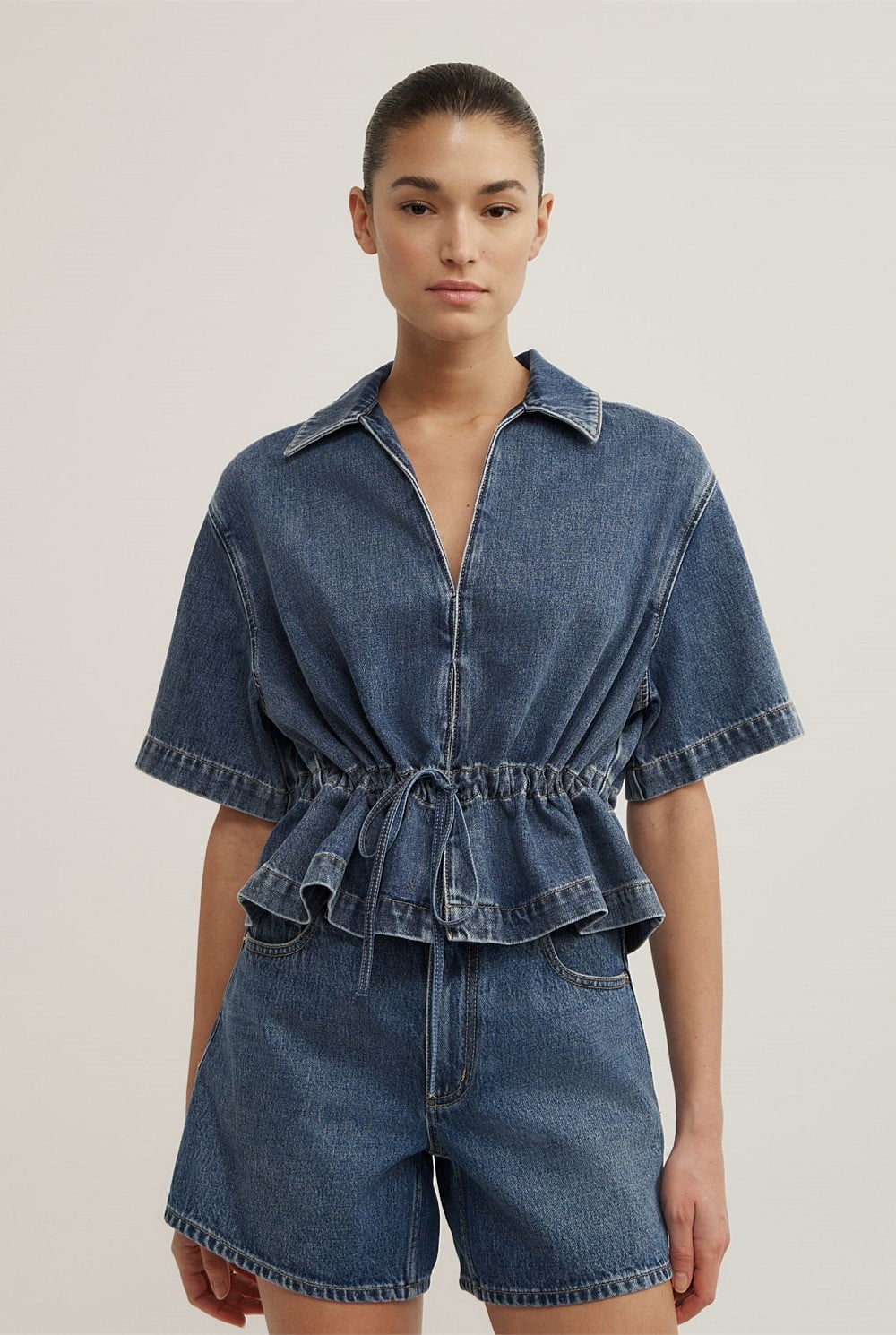Bow Denim Shirt