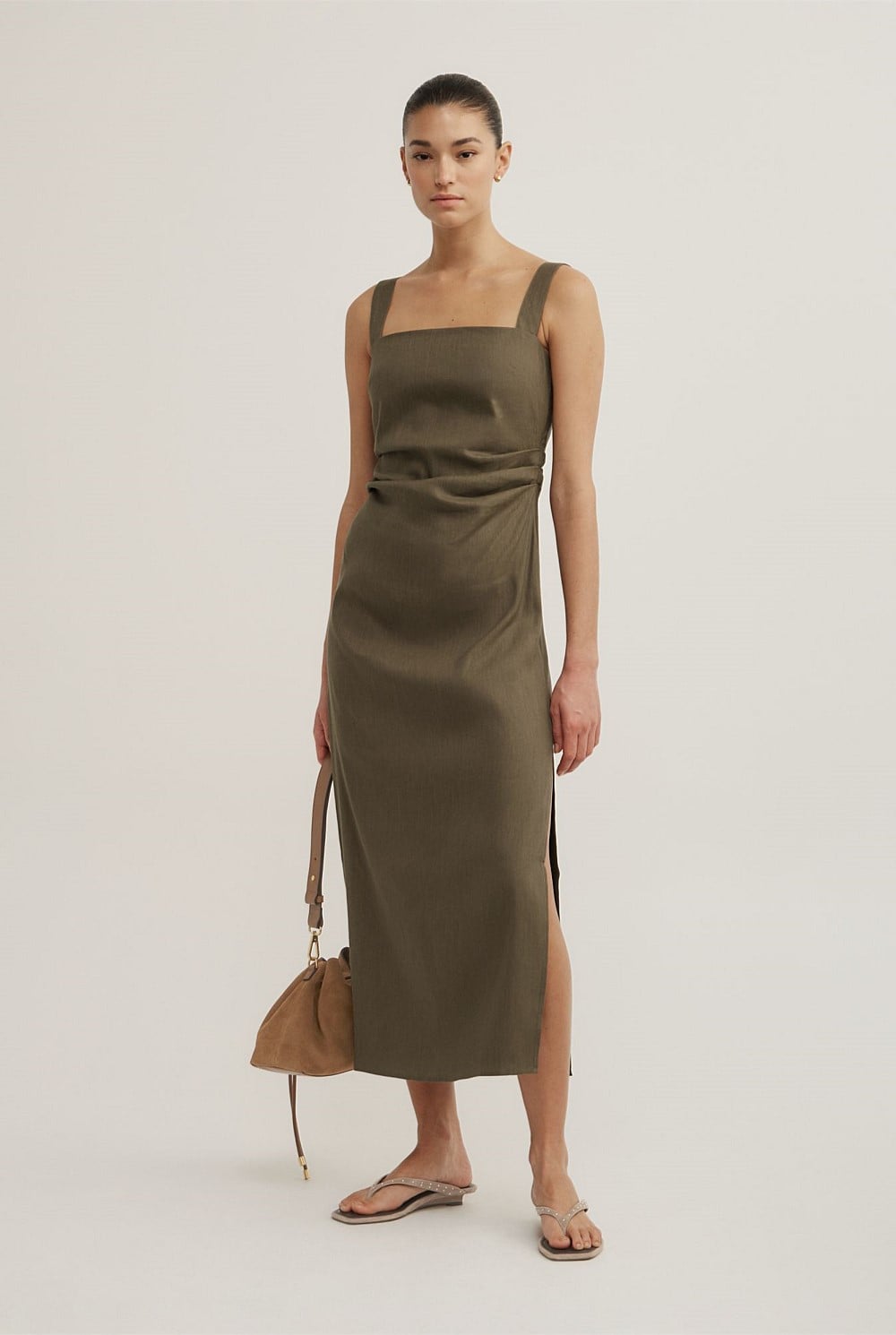 Wide Strap Midi Dress