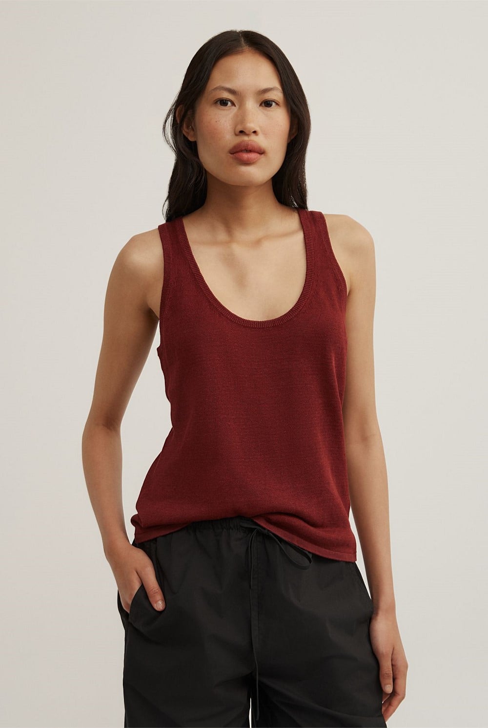Linen Scoop Knit Tank