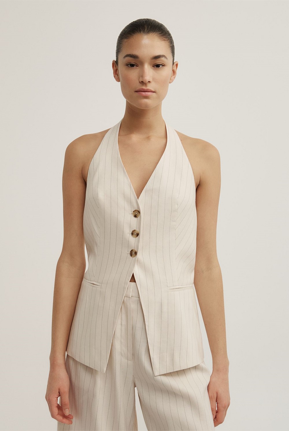 Pinstripe Halter Vest