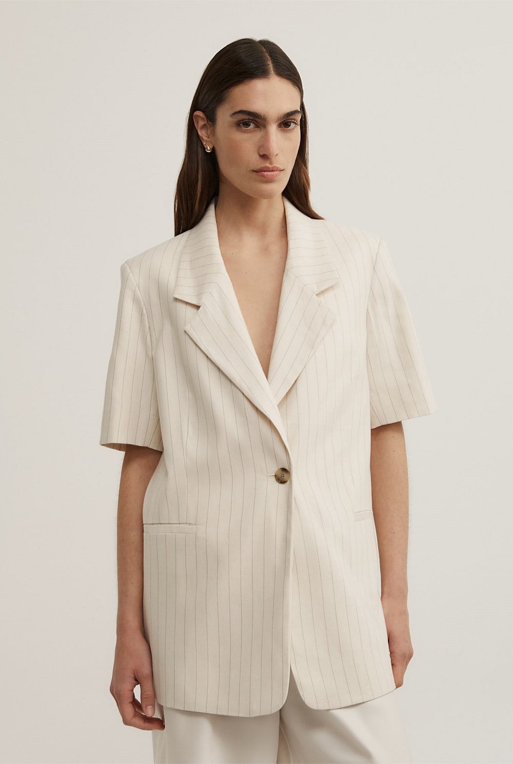 Pinstripe Short Sleeve Blazer