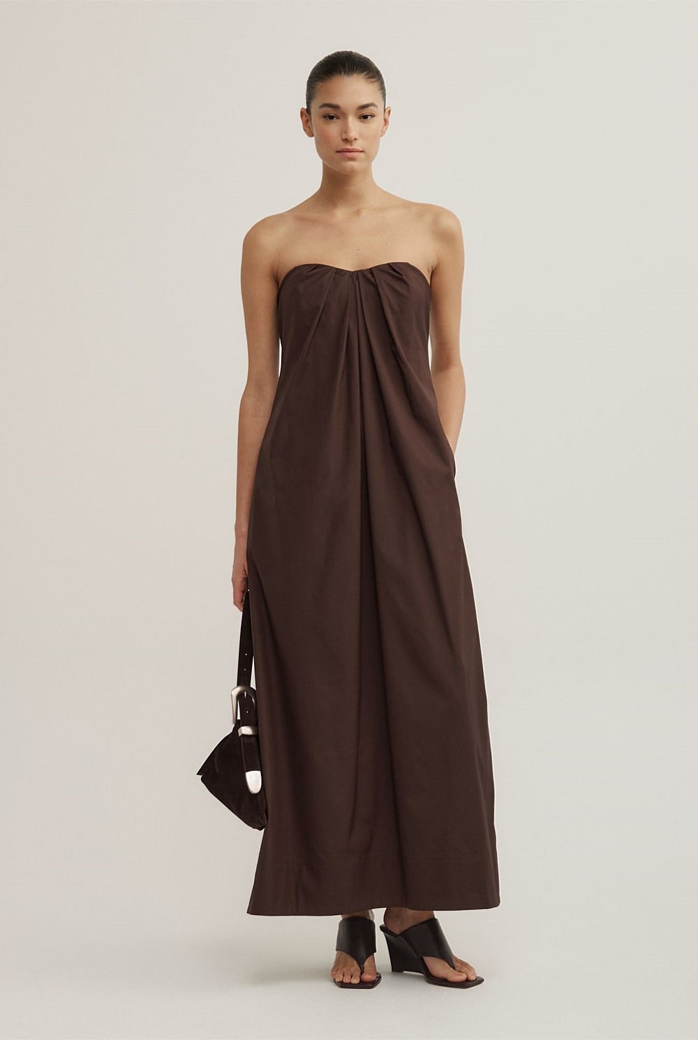 Gathered Bandeau Midi Dress