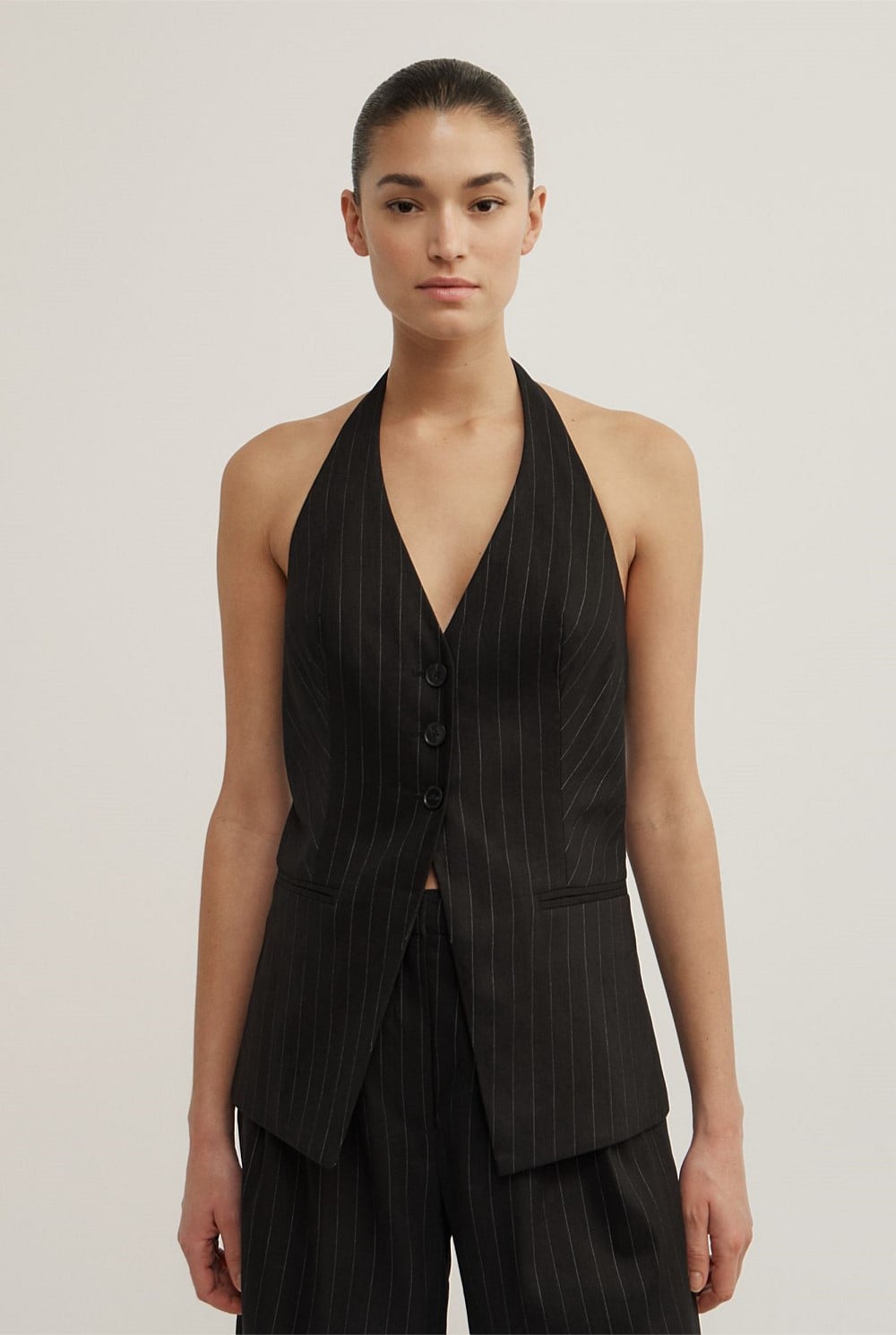 Pinstripe Halter Vest