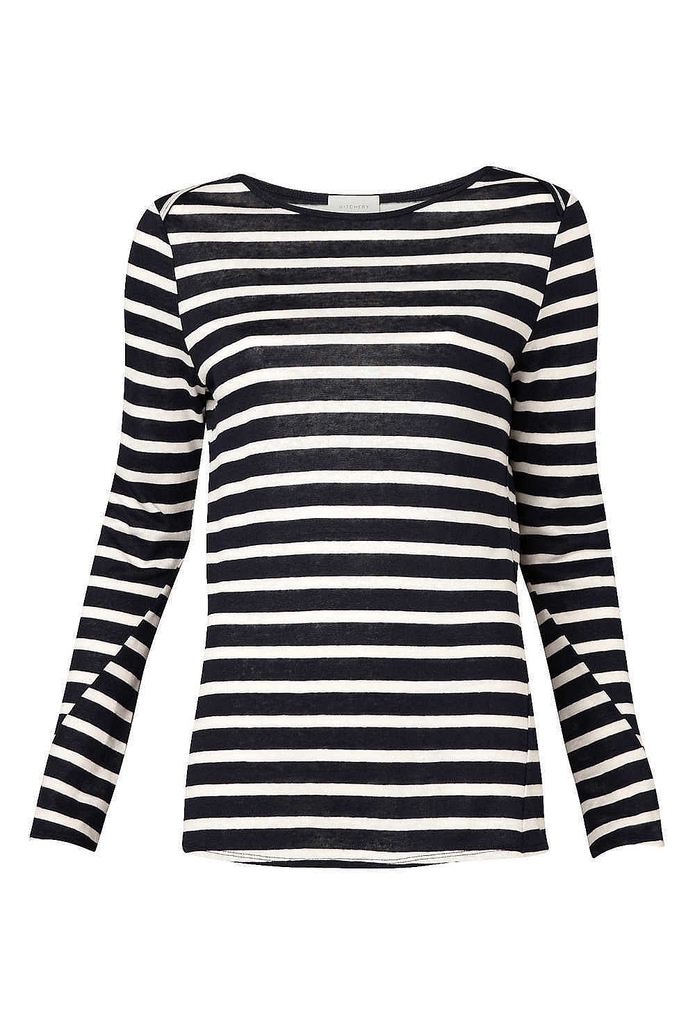 Boat Neck Stripe Linen Tee