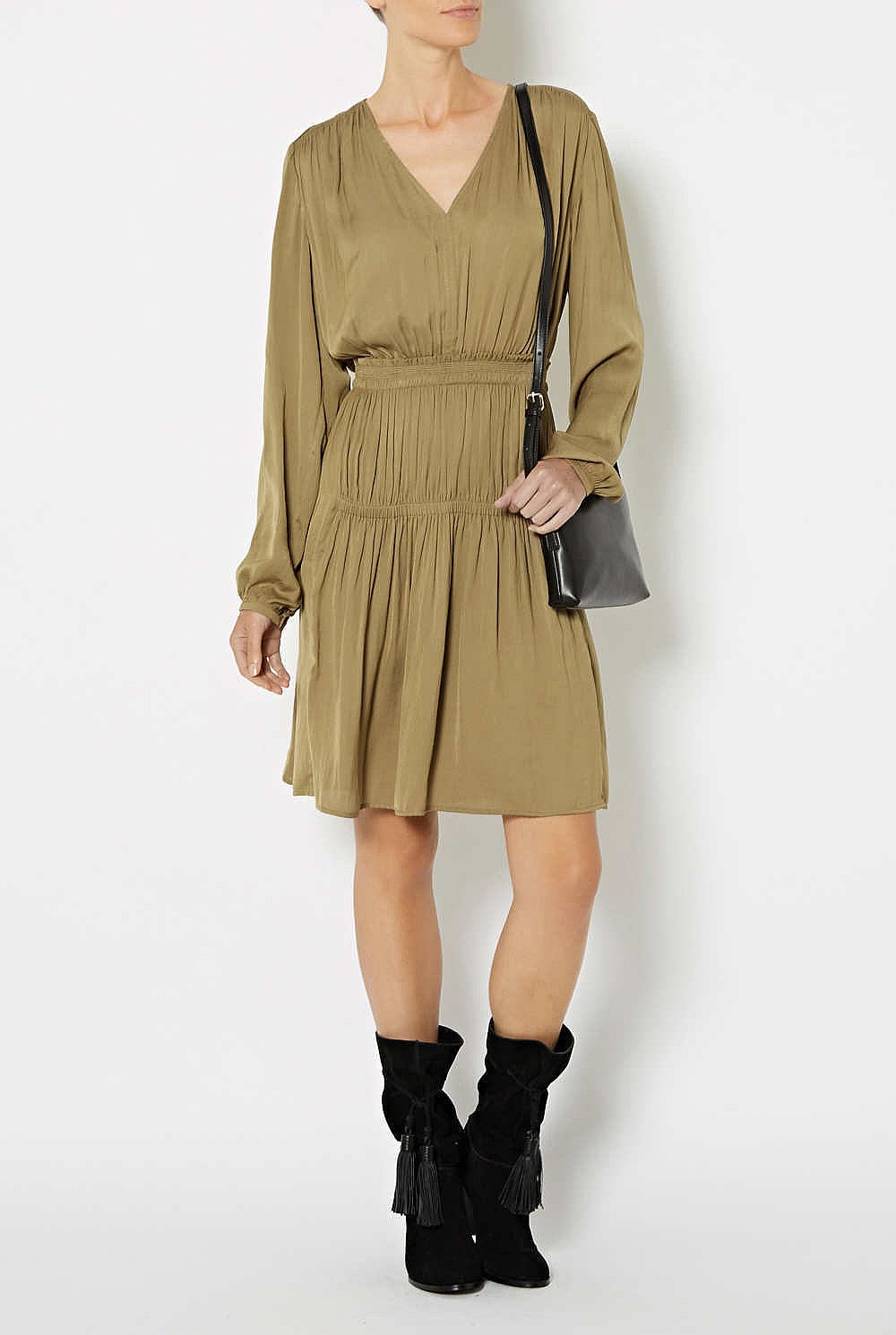 Long Sleeve Gather Dress