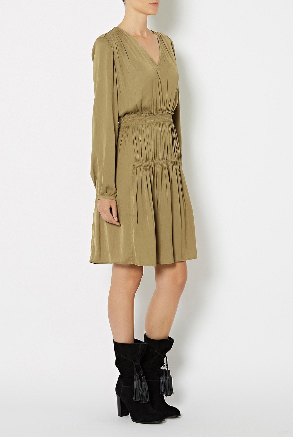 Long Sleeve Gather Dress
