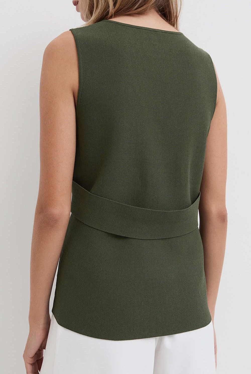 V Neck Belted Knit Tank