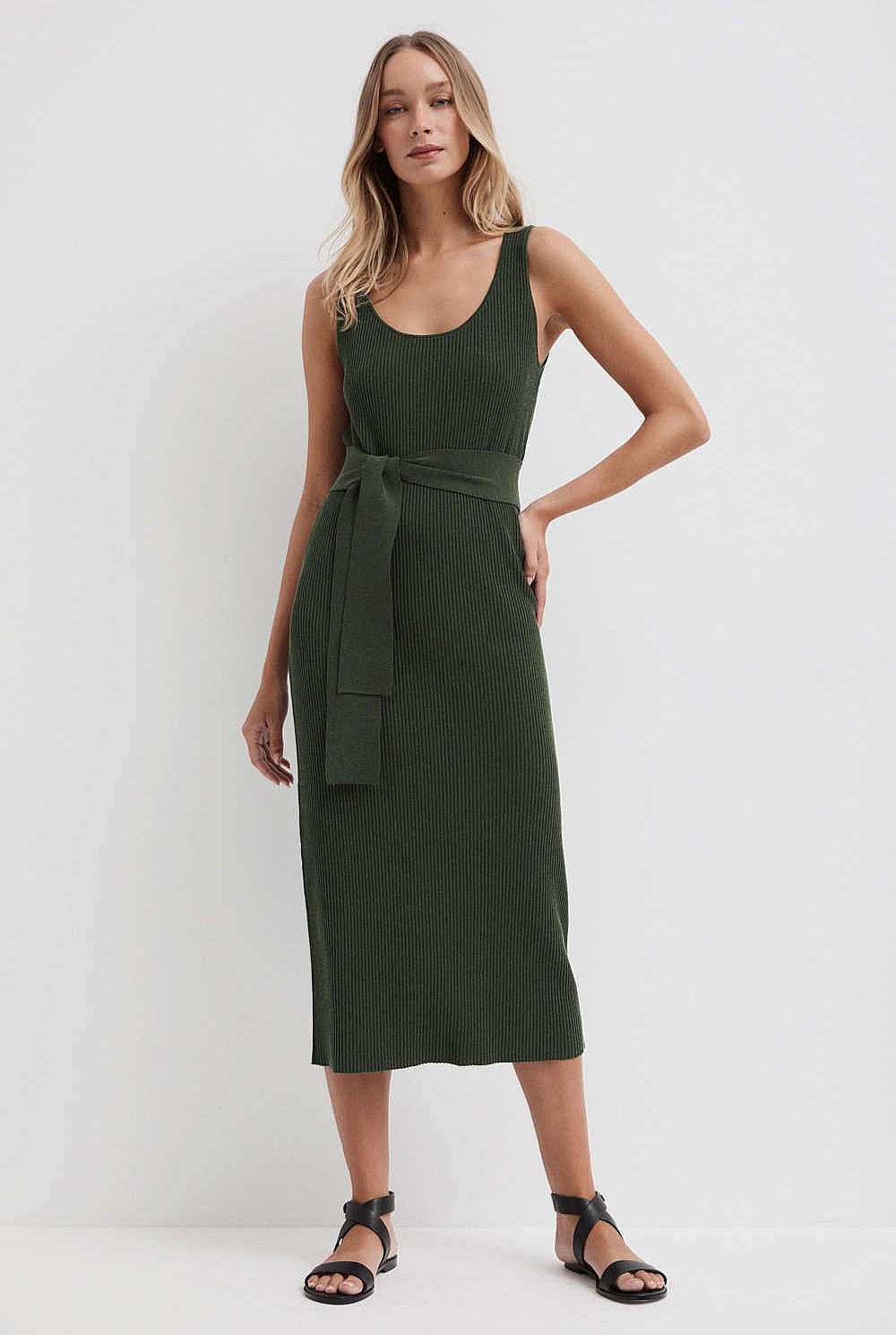 Belted Scoop Knit Dress