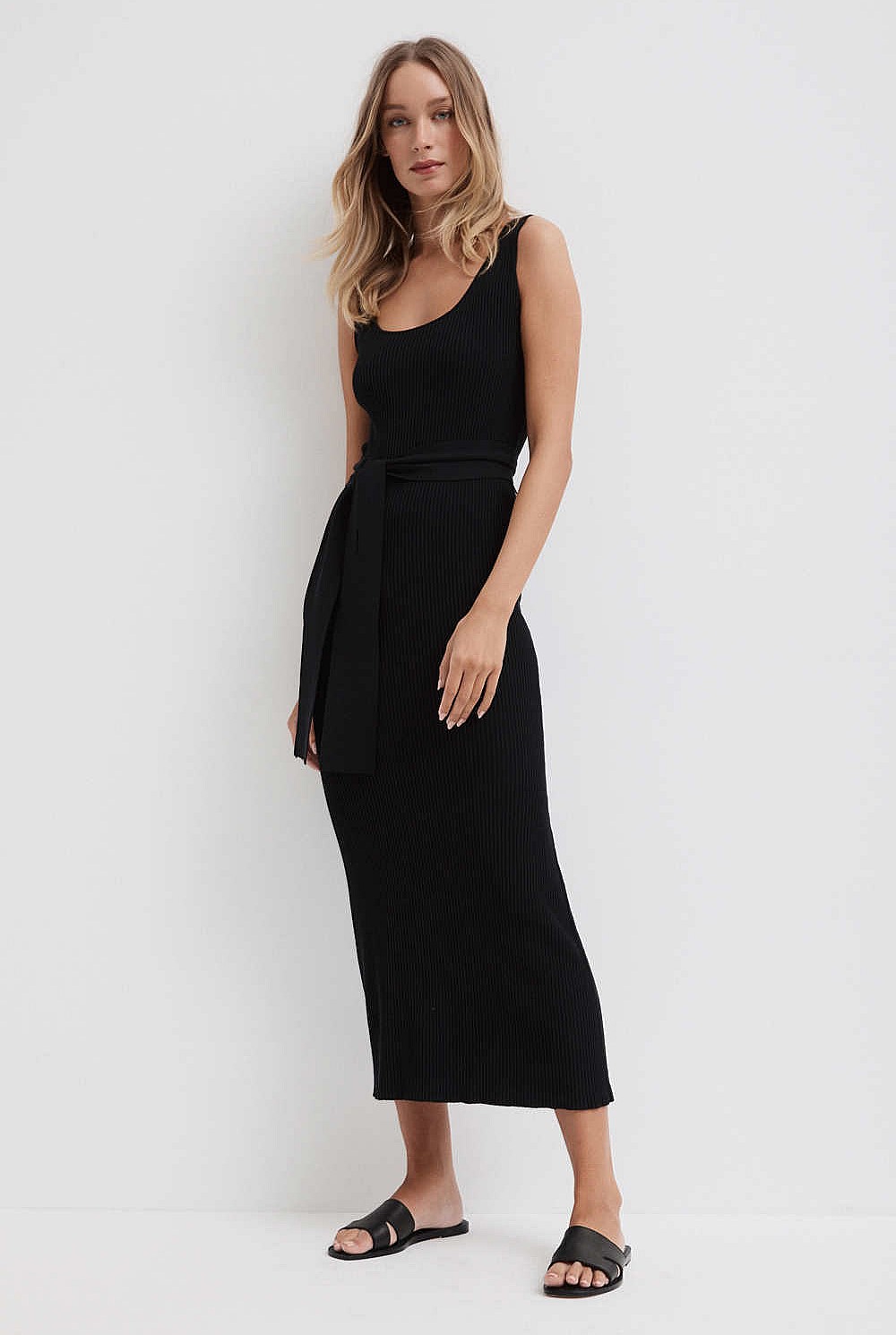 Belted Scoop Knit Dress