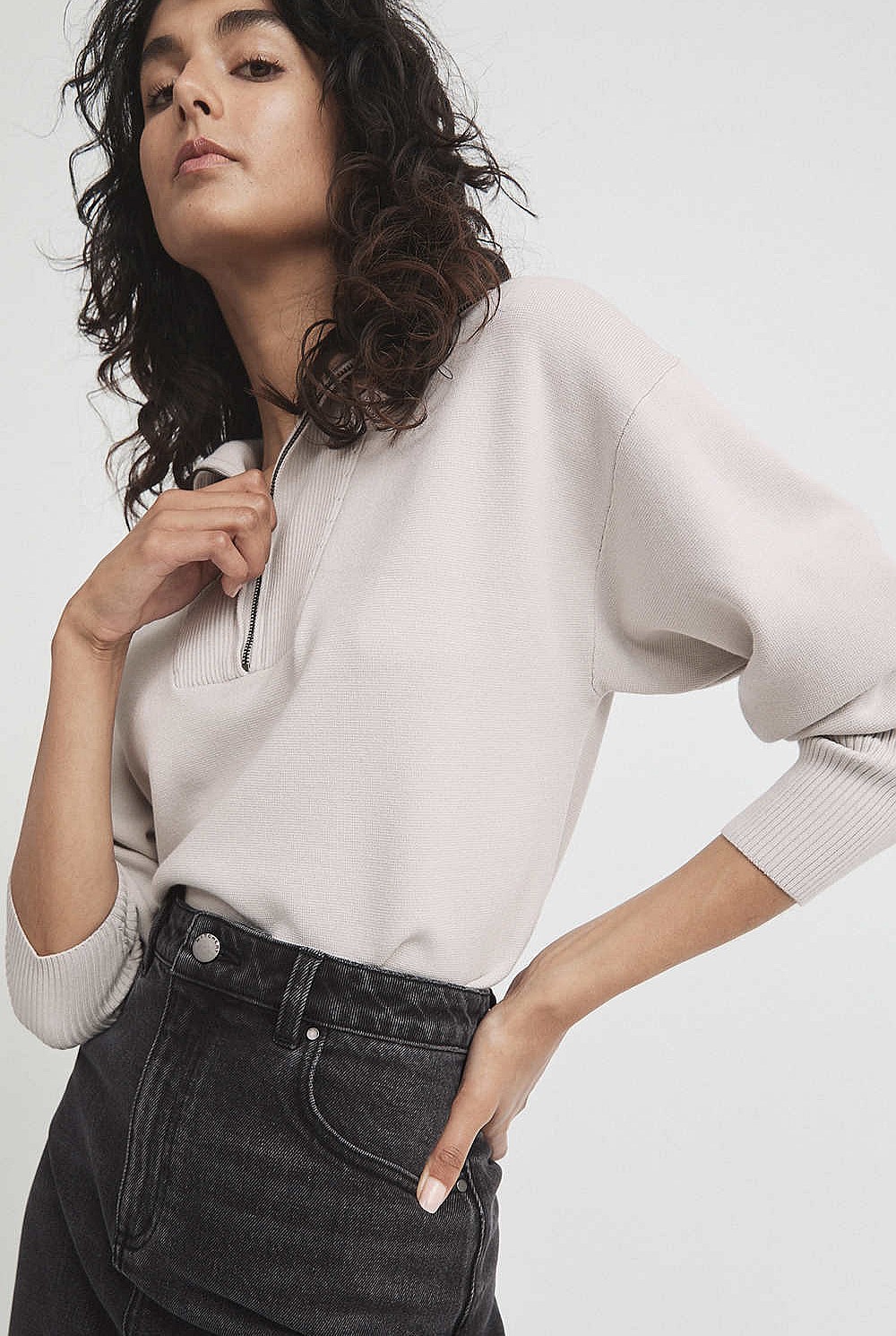 Collar Knit Sweat