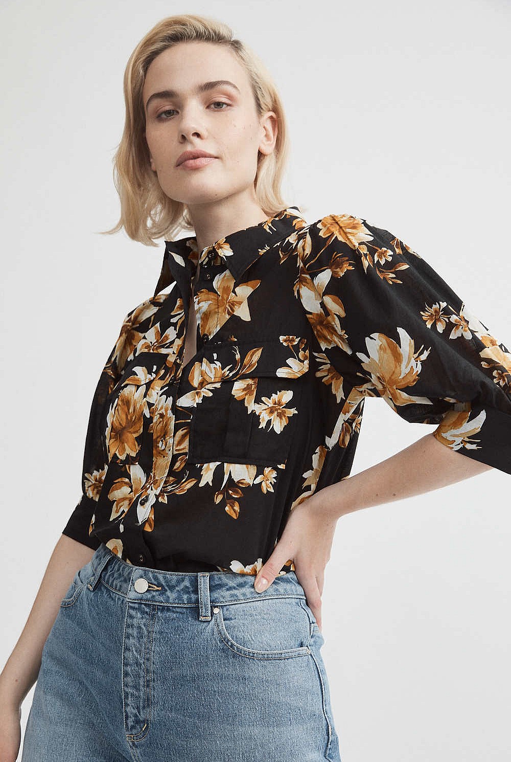 Print Puff Sleeve Shirt