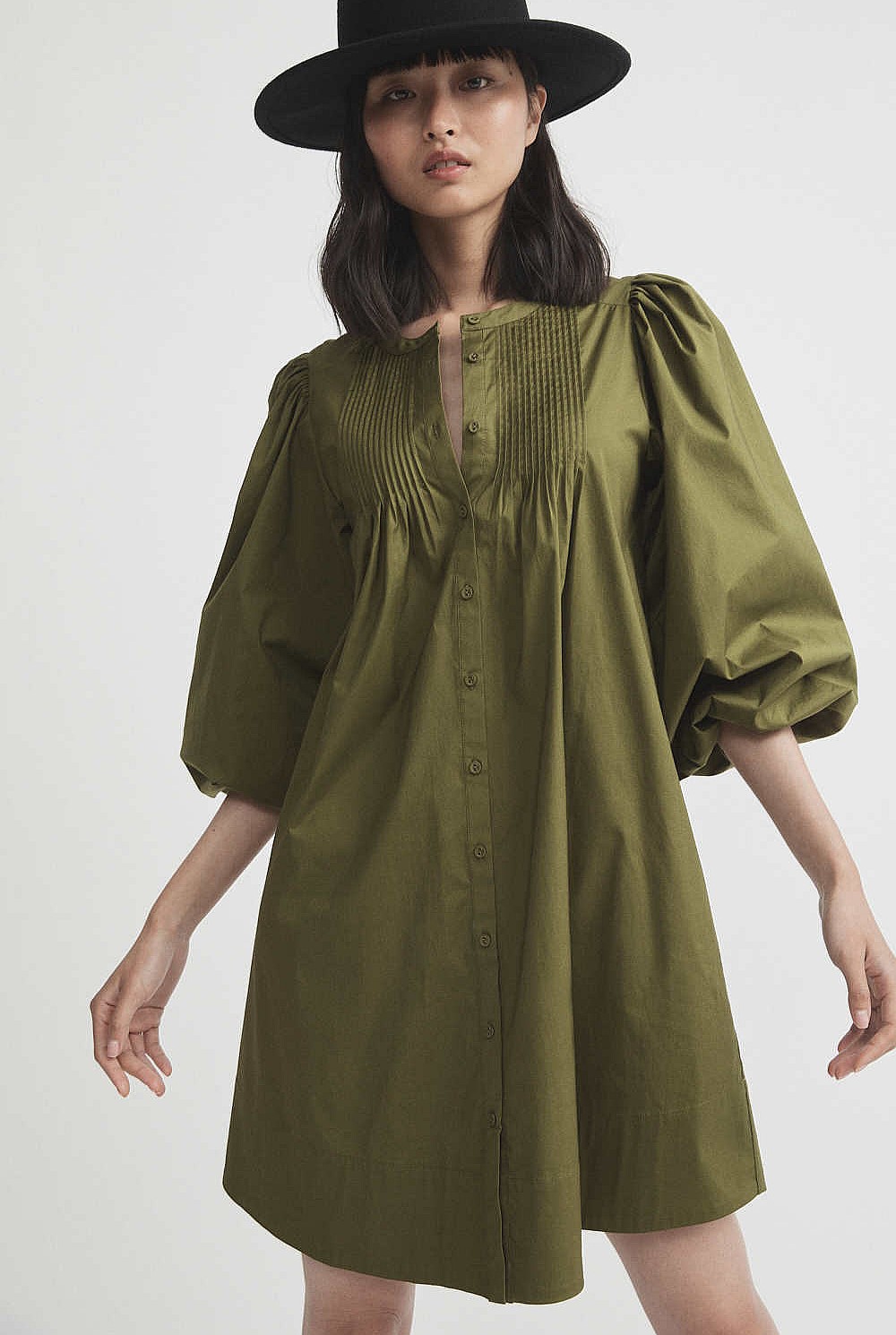 Pintuck Trapeze Dress