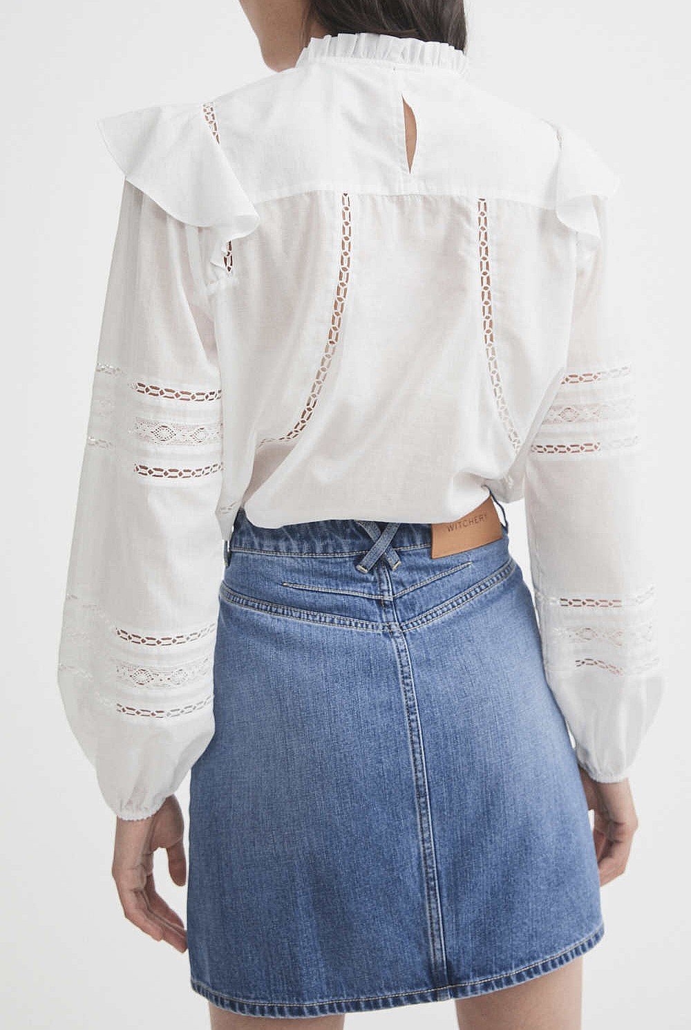 Lace Trim Long Sleeve Blouse