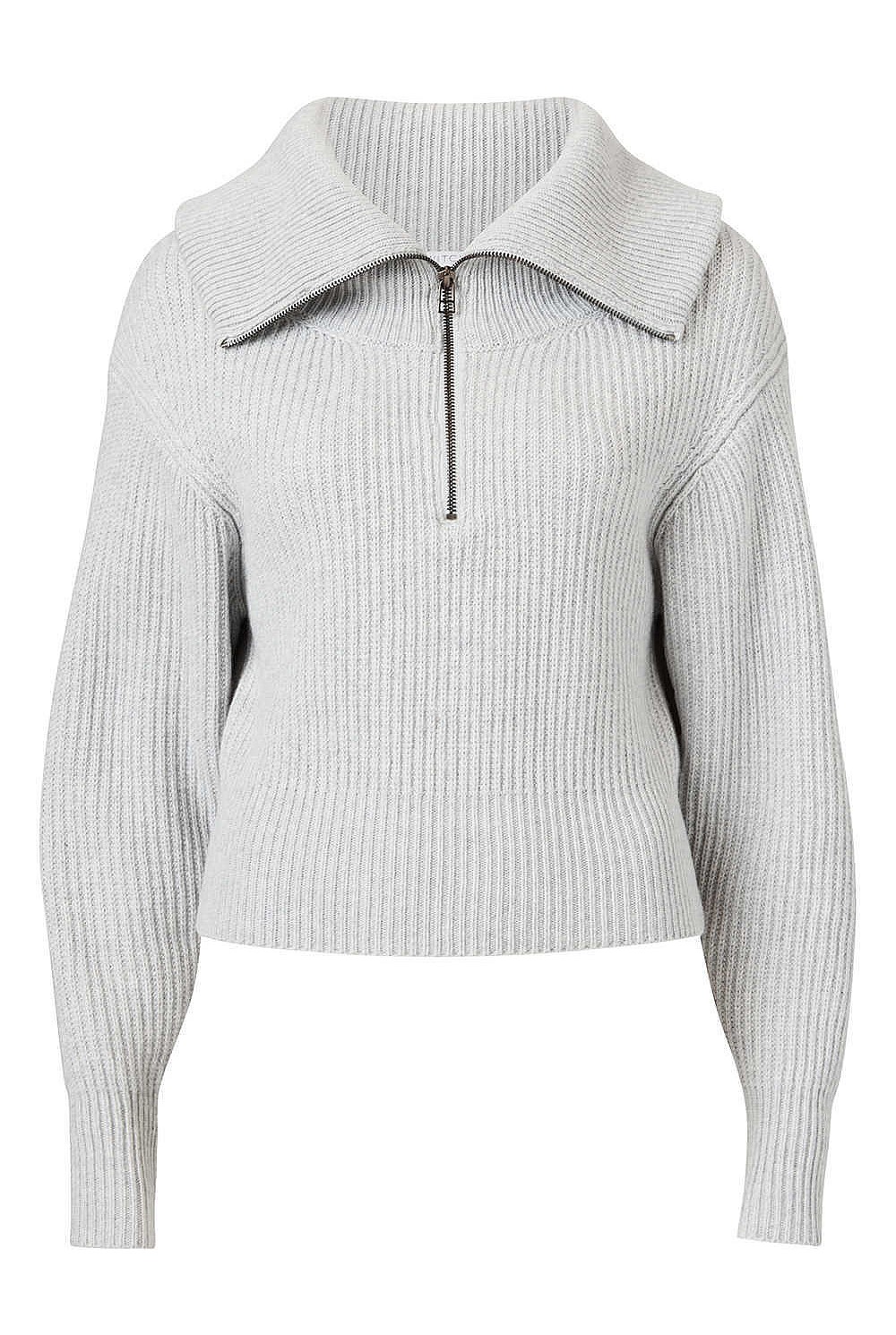 Zip Collar Crop Knit