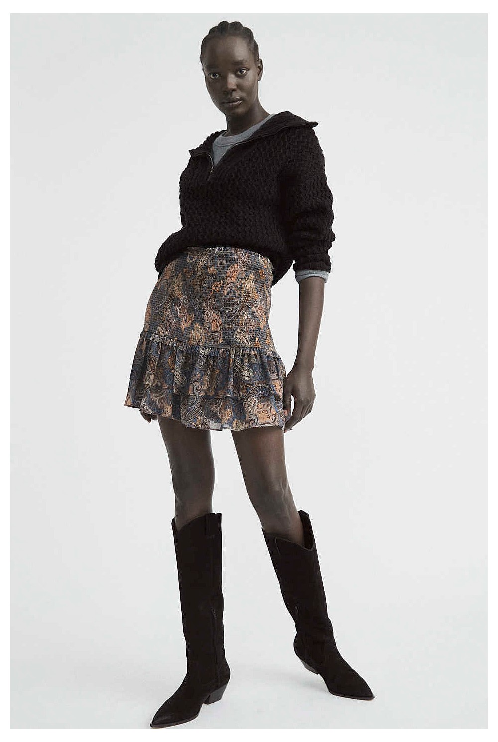 Shirred Mini Skirt