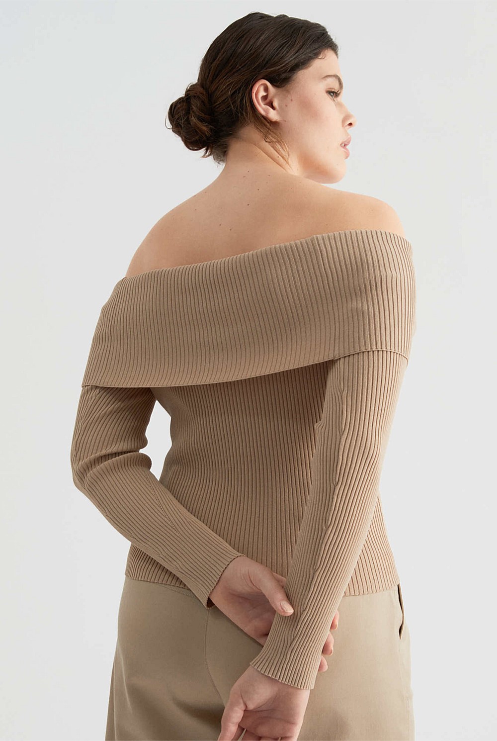 Off Shoulder Rib Knit