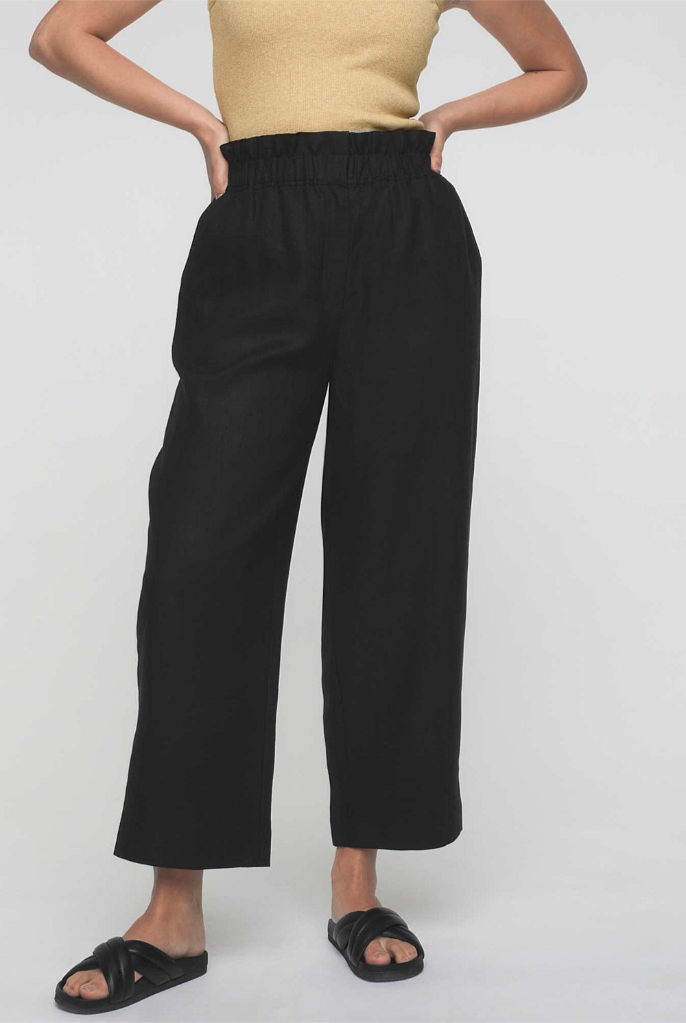 Waist Detail Linen Pant