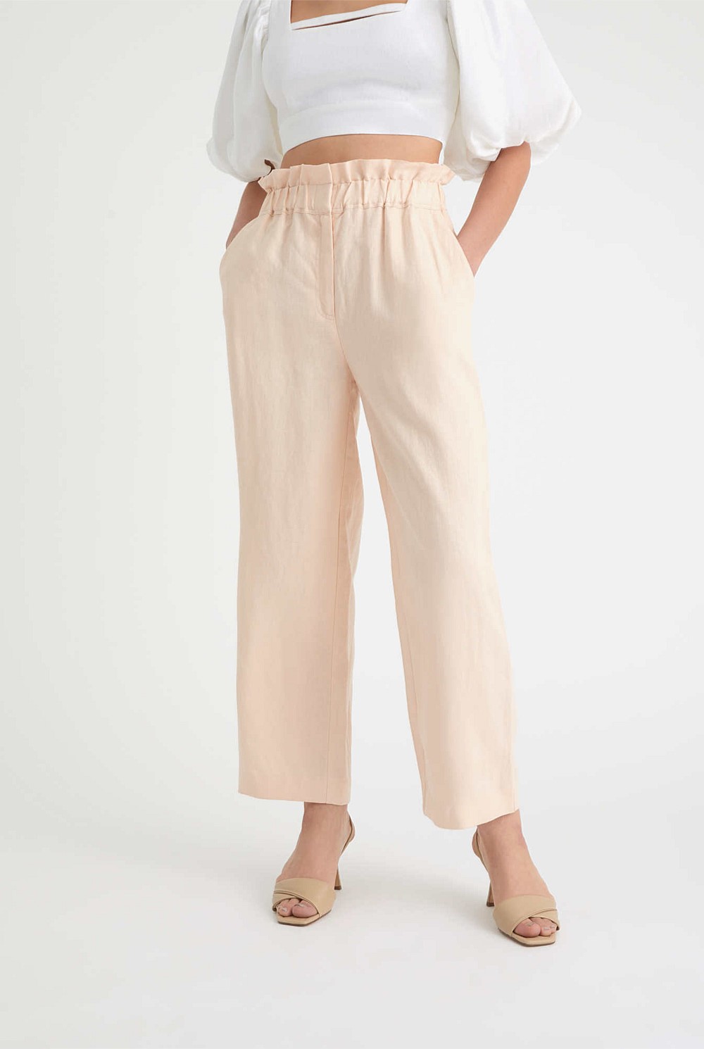 Waist Detail Linen Pant