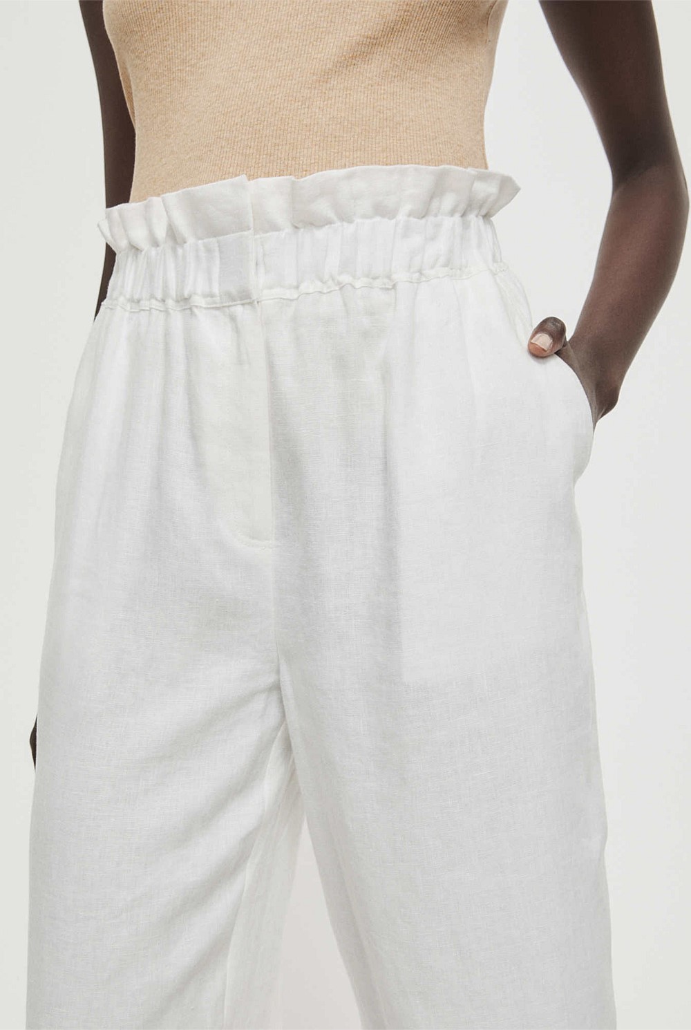 Waist Detail Linen Pant