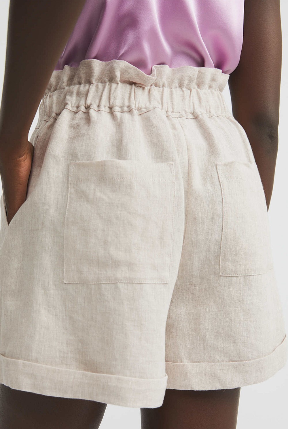 Waist Detail Linen Short