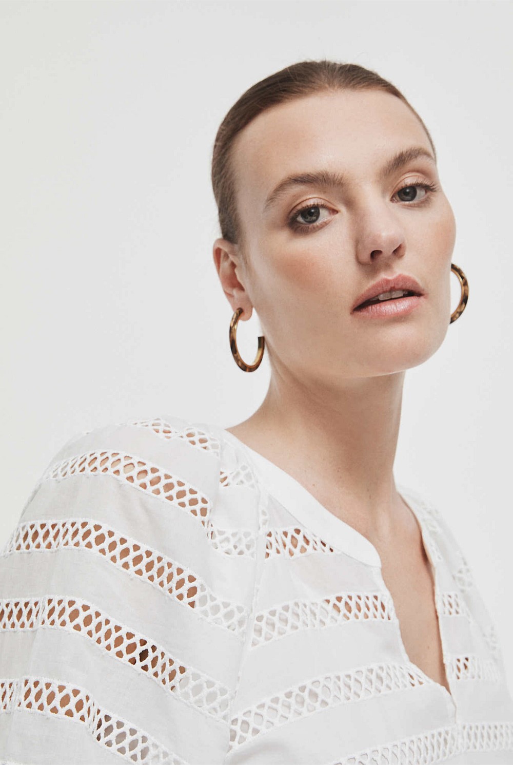 Lattice Split Neck Blouse
