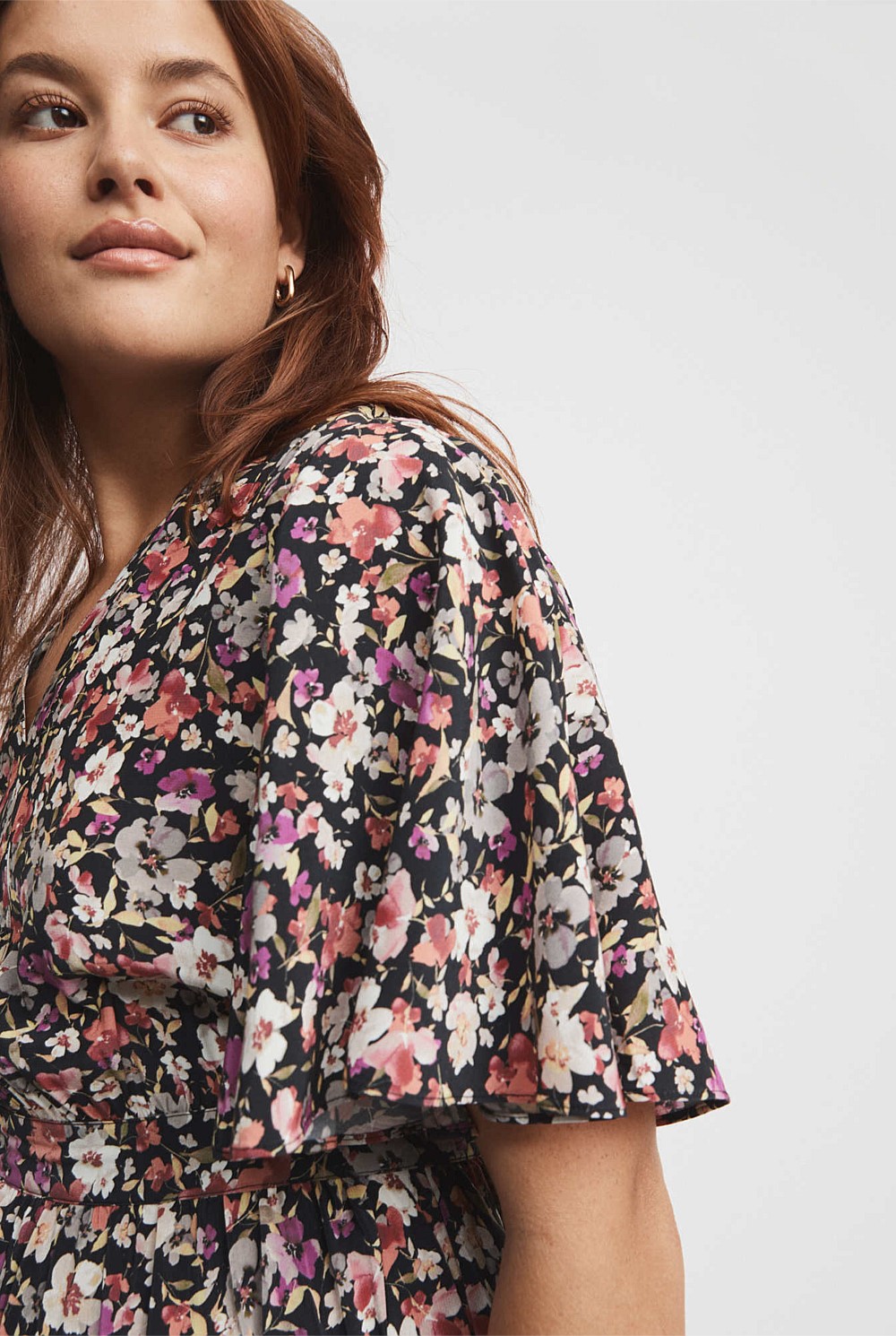 Ditsy Print Soft Sleeve Dress