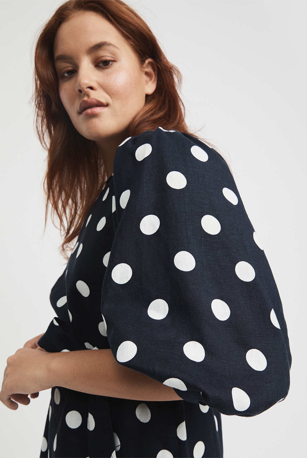 French Linen Spot Print Dress