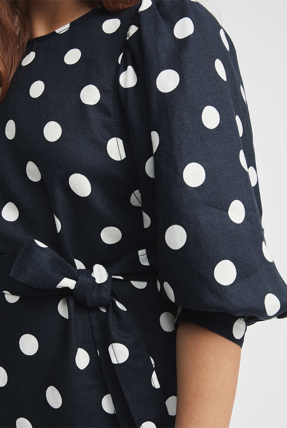 French Linen Spot Print Dress