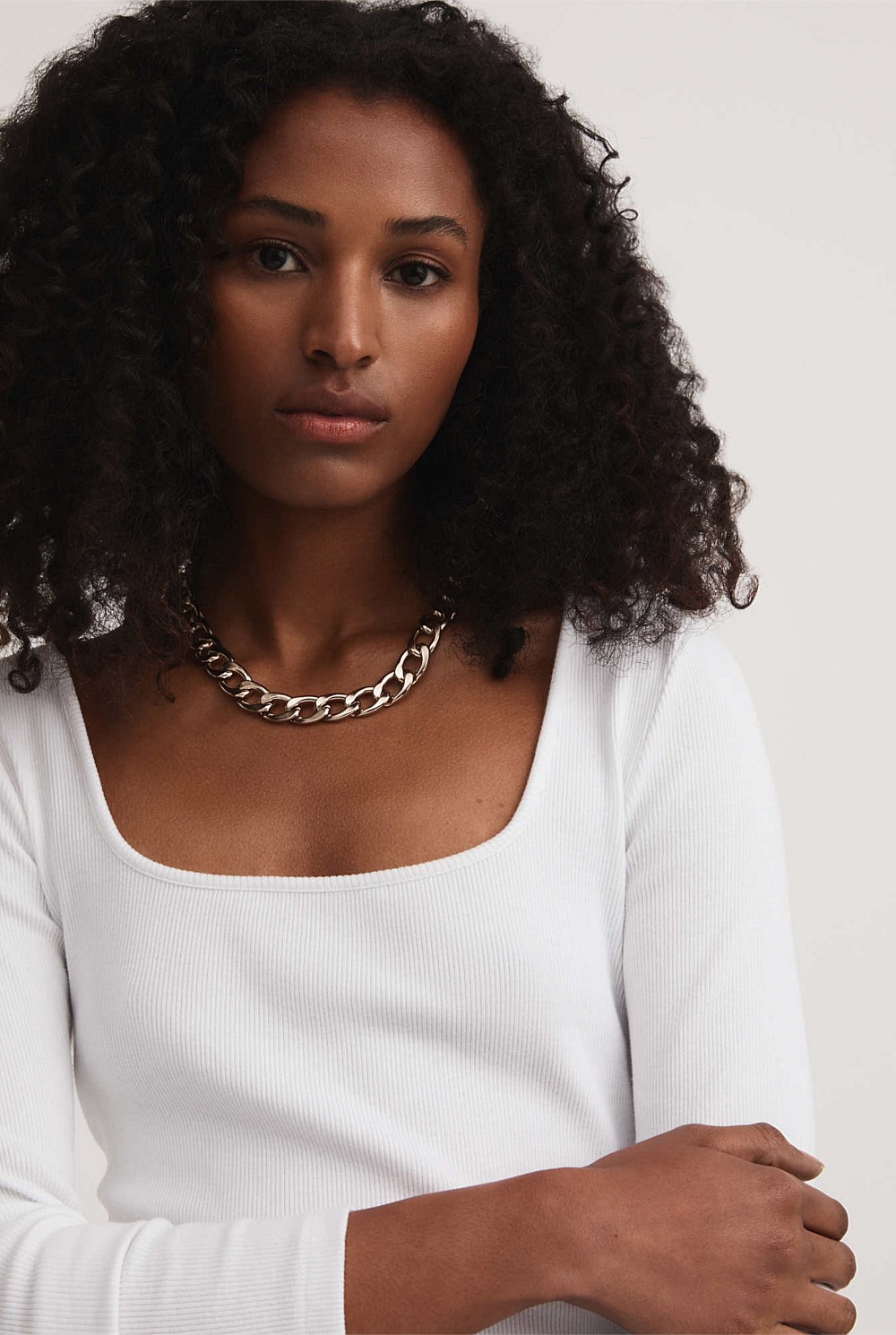 Cotton Long Sleeve Scoop Top