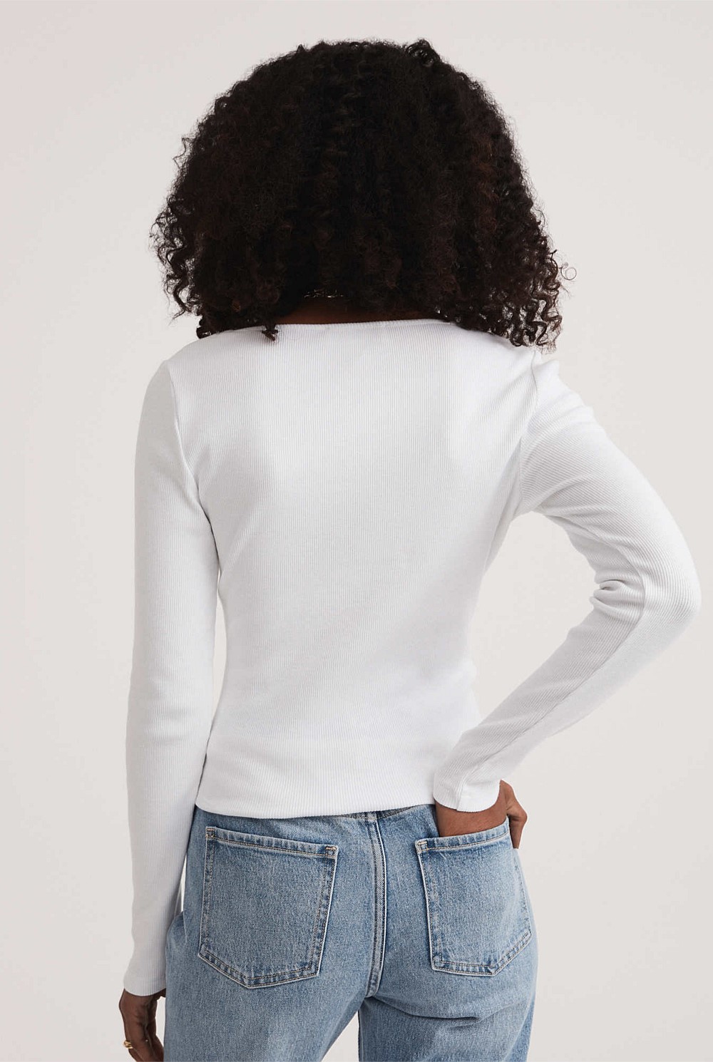 Cotton Long Sleeve Scoop Top