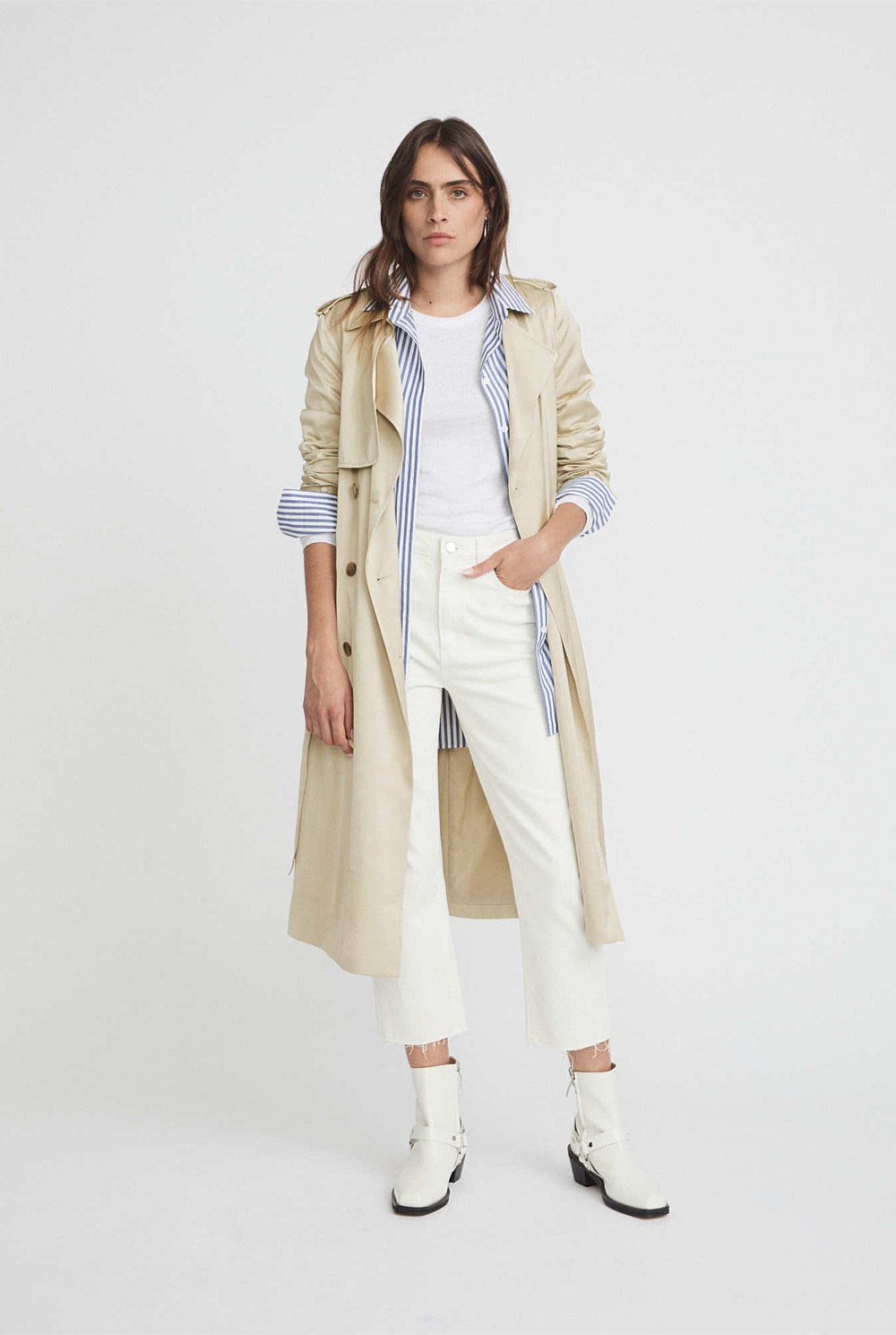 Linen Crew Neck Long Sleeve Top