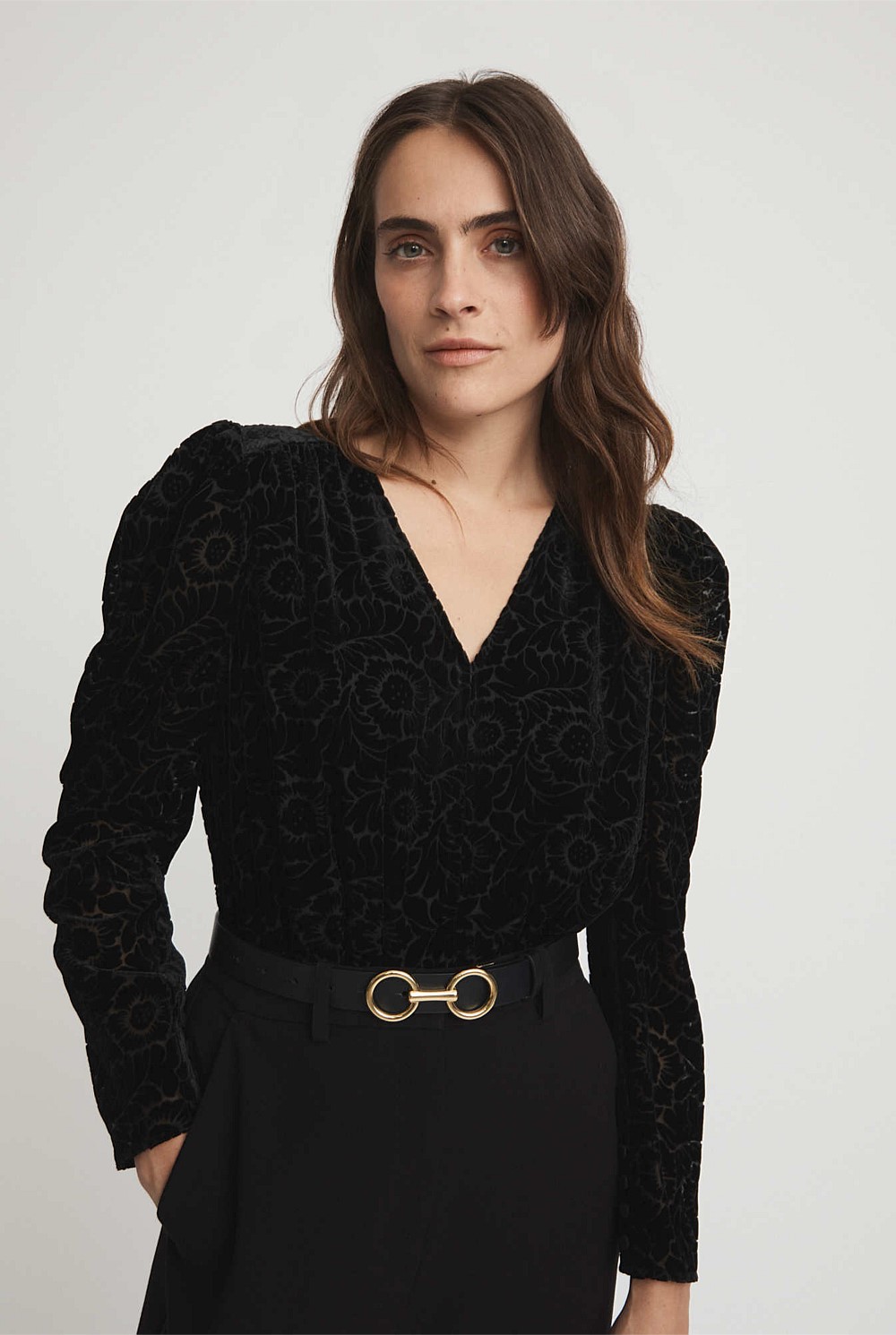 Devore Puff Sleeve Blouse