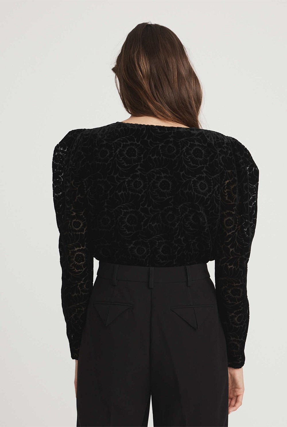 Devore Puff Sleeve Blouse