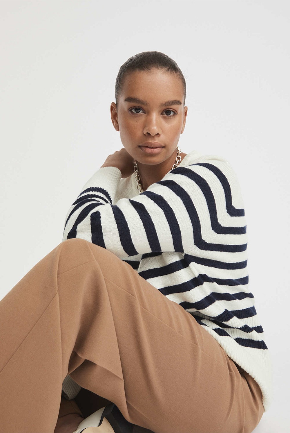 Crew Neck Stripe Knit