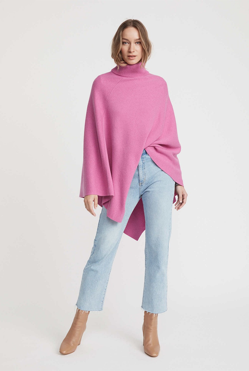 Asymmetrical Knit Poncho