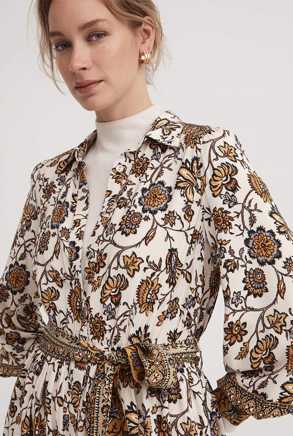 Border Print Shirt Dress