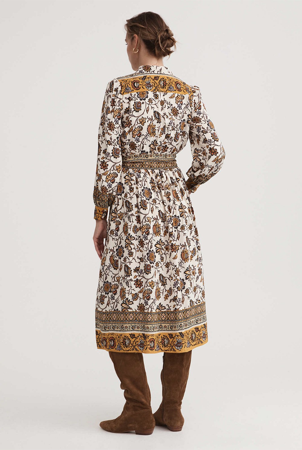 Border Print Shirt Dress