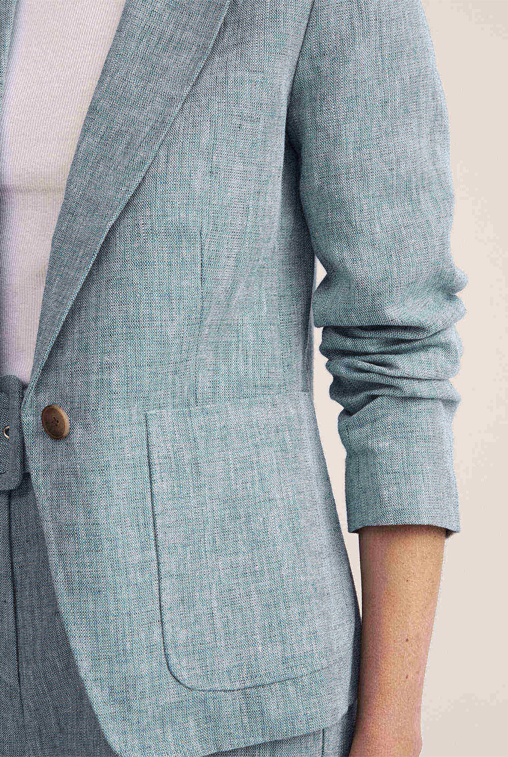 Yarn Dye Linen Single Breasted Blazer