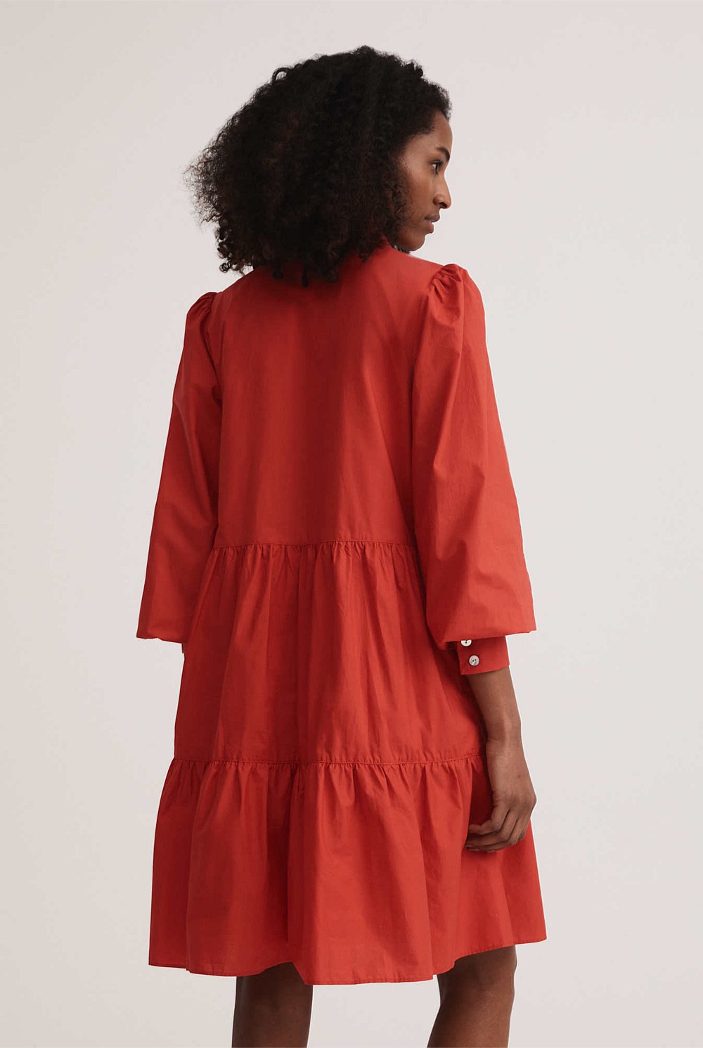 Cotton Poplin Tier Trapeze Dress