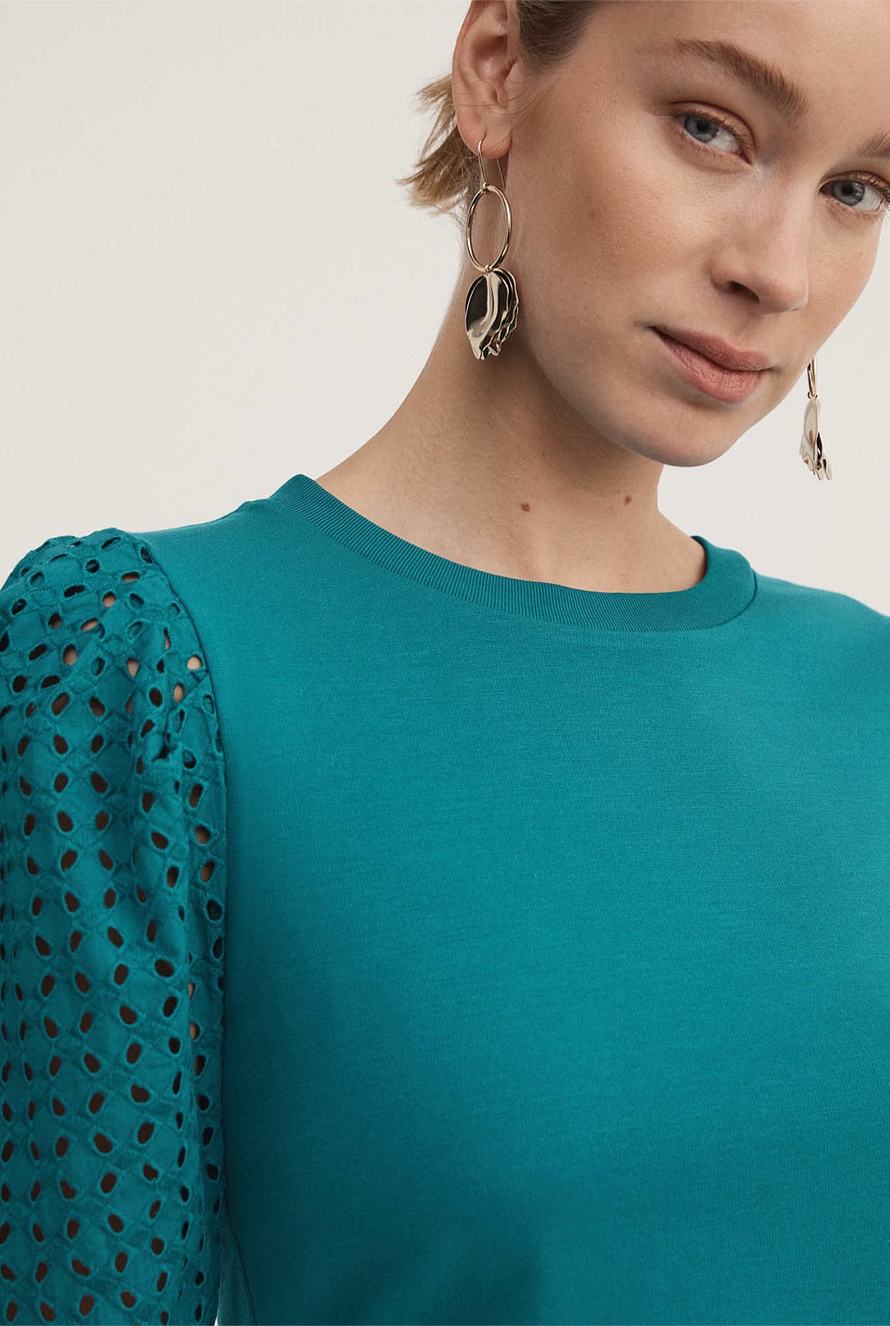 Cutwork Puff Sleeve Top