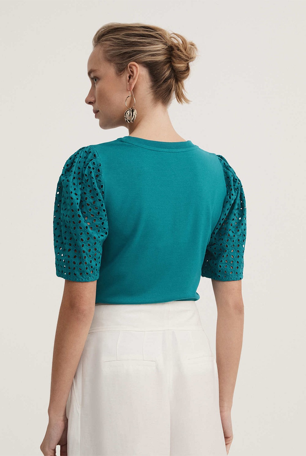 Cutwork Puff Sleeve Top